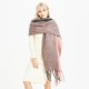 European and American thick tassel loop gauze color-blocked scarf, solid color shawl for women, thickened two-color color-blocked warm scarf for autumn and winter European and American thick tassel loop gauze color-blocked scarf, solid color shawl for women, thickened two-color color-blocked warm scarf for autumn and winter