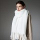 Amazon export European and American autumn and winter hoop gauze thick beard thick braid tassel white scarf shawl in stock manufacturer
