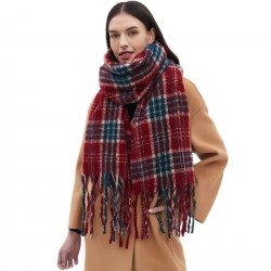 Cross-border foreign trade European and American autumn and winter new style circle sand imitation mohair fringed check scarf shawl custom manufacturer