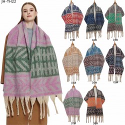 Amazon's hot 2025 new export shawl: Thickened looped tulle and thick tassel leaf scarf for autumn and winter in Europe and America