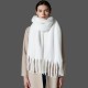 Amazon export European and American autumn and winter hoop gauze thick beard thick braid tassel white scarf shawl in stock manufacturer