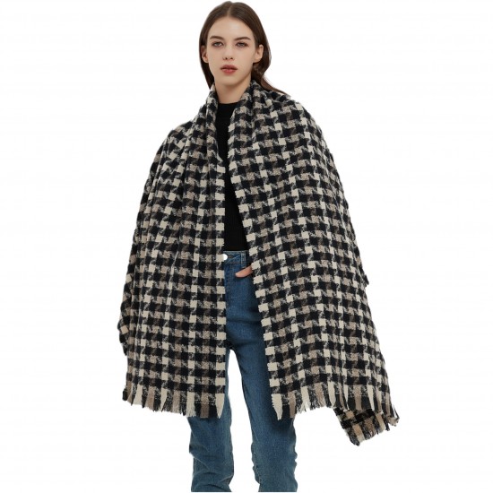 New large checkered scarf for women in autumn and winter in Europe and America, Korean version thickened dual-purpose checkered scarf shawl manufacturer New large checkered scarf for women in autumn and winter in Europe and America, Korean version thickened dual-purpose checkered scarf shawl manufacturer