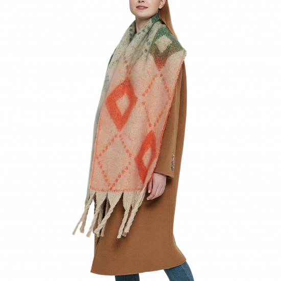 Factory direct supply for export to Europe and America: thickened faux mohair, thick tassel, large jacquard diamond-shaped scarves and shawls for autumn and winter