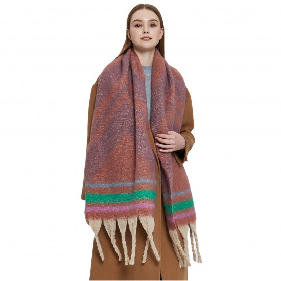 New European and American autumn and winter circle gauze mountain jacquard coarse tassel scarf in stock manufacturer for foreign trade women's shawls New European and American autumn and winter circle gauze mountain jacquard coarse tassel scarf in stock manufacturer for foreign trade women's shawls
