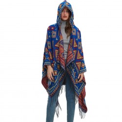 Amazon's popular new hooded cape for foreign trade, jacquard women's tassel shawls for spring, autumn and winter travel in Europe and America
