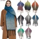 Amazon's new export shawl, a thickened winter scarf with a loop and thick tassel gradient color for Europe and America