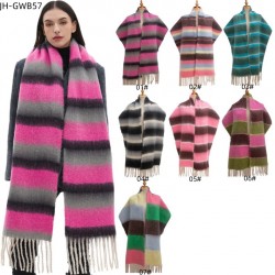 New thickened scarves for foreign trade, European and American autumn and winter men's and women's striped scarves with thick fringes and loops, produced by Tonglu manufacturer