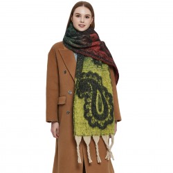 Cross-border hot foreign trade European and American autumn and winter new thick tassel shawl, cashew flower jacquard scarf