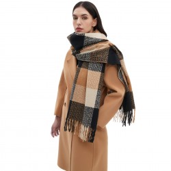 Customized manufacturer of new cross-border high-quality foreign trade European and American autumn and winter oversized and thickened fringed checkered scarves and shawls