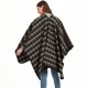 A new mid-to-high-end checkered thickened women's cape from Europe and America for autumn and winter, featuring a large acrylic slit checkered shawl A new mid-to-high-end checkered thickened women's cape from Europe and America for autumn and winter, featuring a large acrylic slit checkered shawl