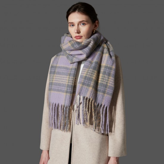 Amazon Export Europe and America 2024 Autumn/Winter high-end style new wide and thick checkered scarf shawl manufacturer Amazon Export Europe and America 2024 Autumn/Winter high-end style new wide and thick checkered scarf shawl manufacturer