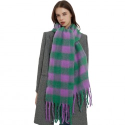 Factory direct supply for export, new style of shawl for women, European and American autumn and winter, thickened and thick beard checkered scarf imitating mohair