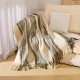Export Europe and America autumn and winter loop yarn imitation mohair coarse beard green rice striped large shawl thickened plush blanket factory Export Europe and America autumn and winter loop yarn imitation mohair coarse beard green rice striped large shawl thickened plush blanket factory
