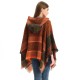 Factory direct supply of new European and American spring and winter fishbone pattern women's hooded shawl and pullover cape for cross-border trade