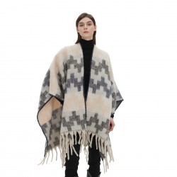 Amazon's best-selling 2025 new style European and American autumn and winter lace faux mohair thickened jacquard Great Wall shawl