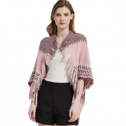 Wholesale factory of new spring, autumn and winter cuffs 蝙蝠衫 women 's knitted tassel shawls in stock for foreign trade
