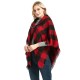 Direct supply from the original manufacturer for export, European and American style spring, autumn and winter lapel horn-buttoned checkered cape shawls Direct supply from the original manufacturer for export, European and American style spring, autumn and winter lapel horn-buttoned checkered cape shawls