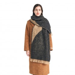 Wholesale of new European and American autumn and winter style circle jacquard color-blocked tassel scarves and thickened shawls for women