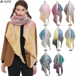 Amazon's hot export European and American autumn and winter thickened women's shawl, loop gauze geometric bevel scarf