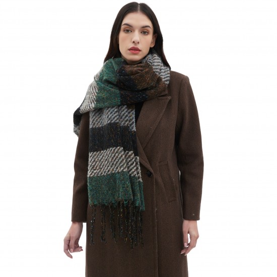 Factory direct supply of 2025 new cross-border export European and American autumn and winter men's and women's scarves, striped tassel scarves and shawls