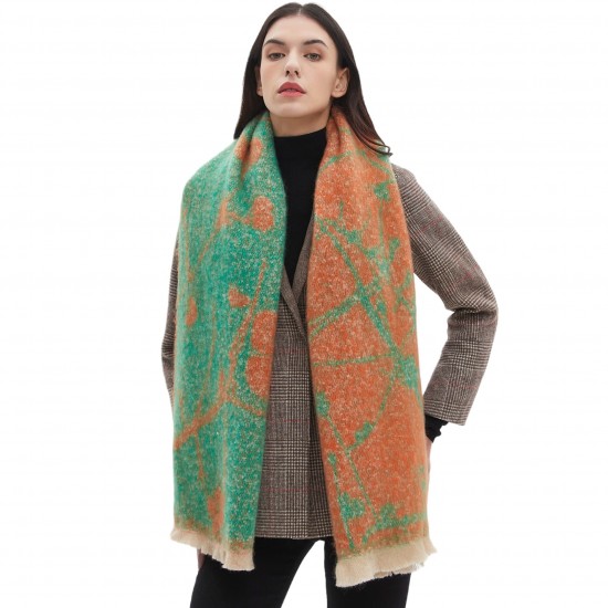 Factory direct supply of cross-border export European and American autumn and winter women's shawls, 2024 new style flower jacquard scarves in stock Factory direct supply of cross-border export European and American autumn and winter women's shawls, 2024 new style flower jacquard scarves in stock