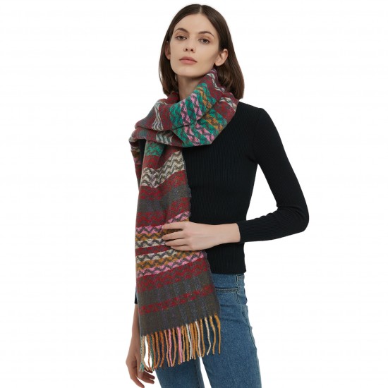 Wholesale of new thickened wavy striped ethnic style scarves and shawls for autumn and winter in foreign trade from Tonglu manufacturer