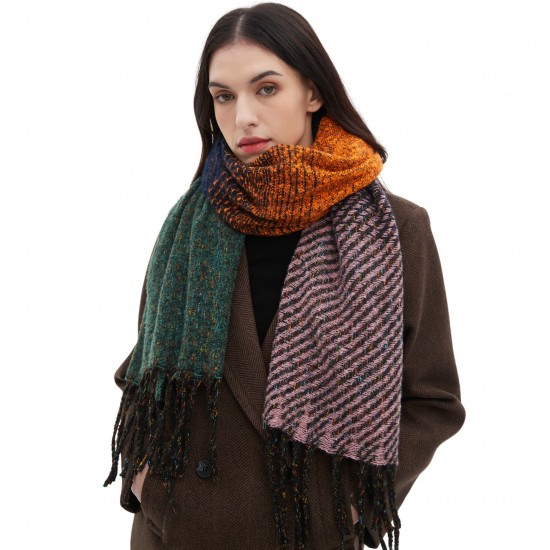 Factory direct supply of 2025 new style scarves for cross-border trade, European and American autumn and winter men's and women's gradient color scarves and shawls Factory direct supply of 2025 new style scarves for cross-border trade, European and American autumn and winter men's and women's gradient color scarves and shawls