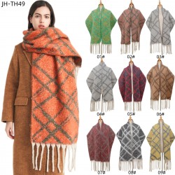 Cross-border Amazon bestseller, new autumn and winter collection of European and American jacquard double-check scarves with loop yarn imitation mohair