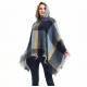 Factory direct supply of blue women's capes, hooded shawls and cloaks for spring, autumn and winter in Europe and America