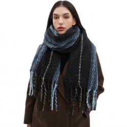 Factory direct supply of new scarves for cross-border trade, European and American autumn and winter with floral fringes and striped scarves and shawls