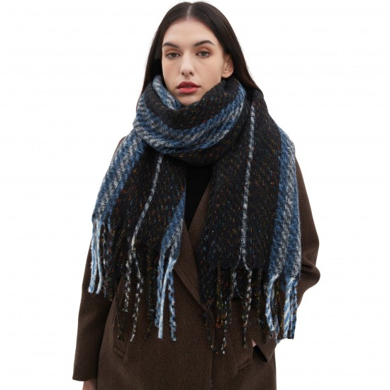 Factory direct supply of new scarves for cross-border trade, European and American autumn and winter with floral fringes and striped scarves and shawls Factory direct supply of new scarves for cross-border trade, European and American autumn and winter with floral fringes and striped scarves and shawls