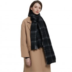 A new cross-border bestseller, a warm scarf for men and women in foreign trade, a black checkered scarf and shawl for autumn and winter in Europe and America