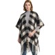 Amazon export European and American autumn and winter black checkered loop yarn imitation mohair thickened tassel shawl custom manufacturer