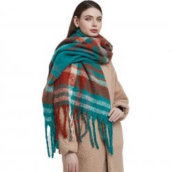 Wholesale manufacturer of new foreign trade women's scarves, thickened and coarse-flow checkered scarves and shawls for autumn and winter in Europe and America
