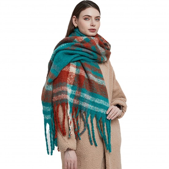 Wholesale manufacturer of new foreign trade women's scarves, thickened and coarse-flow checkered scarves and shawls for autumn and winter in Europe and America