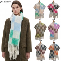 Cross-border hot 2025 new style export European and American autumn and winter loop yarn flow Su checkered scarf wholesale factory in stock