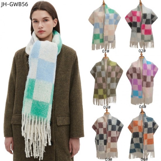 Cross-border hot 2025 new style export European and American autumn and winter loop yarn flow Su checkered scarf wholesale factory in stock Cross-border hot 2025 new style export European and American autumn and winter loop yarn flow Su checkered scarf wholesale factory in stock