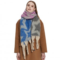 Cross-border new style shawls for export to Europe and America for autumn and winter, thickened scarf, loop yarn, thick tassel, jacquard and star-shaped scarf manufacturer
