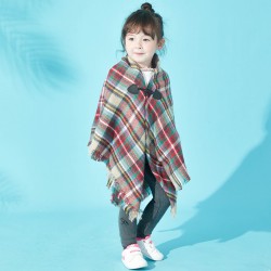 Direct supply from the manufacturer: Amazon's popular new autumn and winter European and American children's horn-buttoned checkered cape shawls