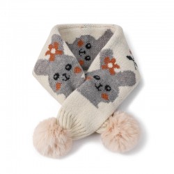 The popular autumn and winter cartoon bear rabbit with holes, children's rabbit fur ball knitted woolen scarf and neck on Amazon for foreign trade