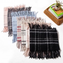 New long-flow comb acrylic loop yarn checkered neck scarf for foreign trade autumn and winter, men's and women's checkered neck scarf neck protection