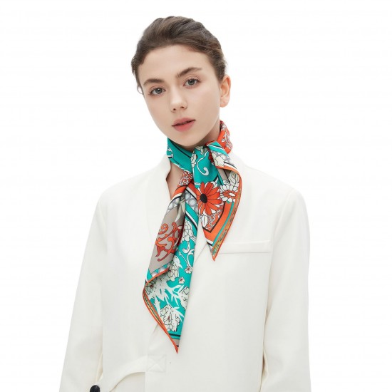 Cross-border high-quality foreign trade spring, summer and autumn headscarves, antibacterial, anti-wrinkle and anti-static double-sided printed silk scarves and square scarves Cross-border high-quality foreign trade spring, summer and autumn headscarves, antibacterial, anti-wrinkle and anti-static double-sided printed silk scarves and square scarves