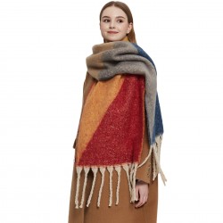 Amazon's hot new export shawl, thickened and thickened tassel jacquard geometric scarf factory for autumn and winter in Europe and America