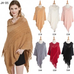 A new best-selling European and American pullover shawl for foreign trade, a solid color hollowed-out knitted shawl for spring, autumn and winter