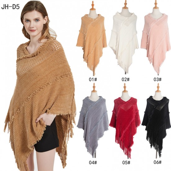 A new best-selling European and American pullover shawl for foreign trade, a solid color hollowed-out knitted shawl for spring, autumn and winter A new best-selling European and American pullover shawl for foreign trade, a solid color hollowed-out knitted shawl for spring, autumn and winter