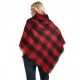Direct supply from the original manufacturer for export, European and American style spring, autumn and winter lapel horn-buttoned checkered cape shawls Direct supply from the original manufacturer for export, European and American style spring, autumn and winter lapel horn-buttoned checkered cape shawls