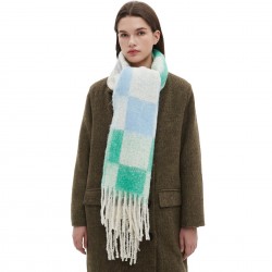 Cross-border hot 2025 new style export European and American autumn and winter loop yarn flow Su checkered scarf wholesale factory in stock