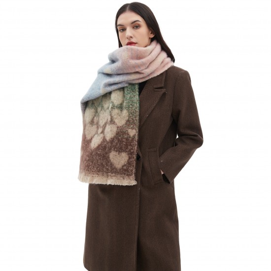 Factory direct supply of new women's scarves for export, European and American autumn and winter jacquard heart-shaped scarves with loop yarns Factory direct supply of new women's scarves for export, European and American autumn and winter jacquard heart-shaped scarves with loop yarns