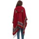 New cross-border trade shawl, European and American spring, autumn and winter cape, ethnic style, heart-shaped red tassel hooded cape