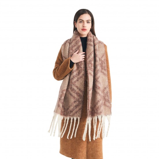 Amazon's best-selling cross-border new export European and American autumn and winter loop yarn imitation mohair large check jacquard scarf Amazon's best-selling cross-border new export European and American autumn and winter loop yarn imitation mohair large check jacquard scarf